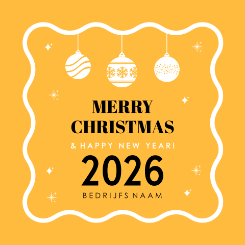 Zakelijke kerstkaart geel modern golvend kader