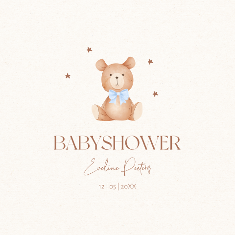 Babyshower uitnodiging baby jongen beertje