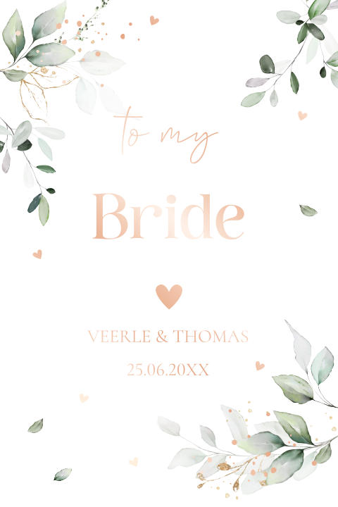 Geloftenkaart botanisch groen bladeren rosegoudfolie