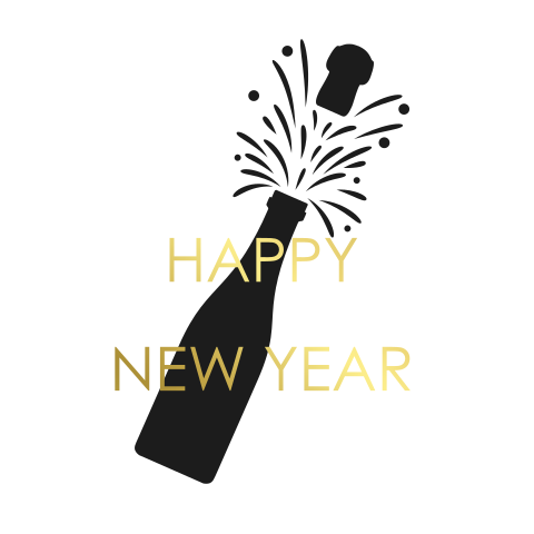 Kerst sluitstickers Happy New Year goudfolie 