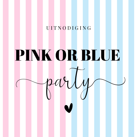 Uitnodiging baby gender reveal party blauw roze strepen