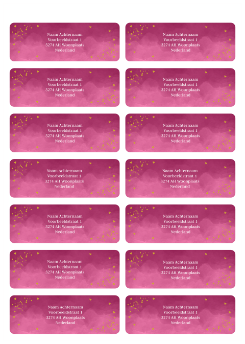 Adressticker roze waterverf confetti | 14 stuks 97X34 mm