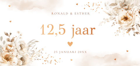 Uitnodiging jubileum huwelijk 12,5 jaar getrouwd bohemian koperfolie