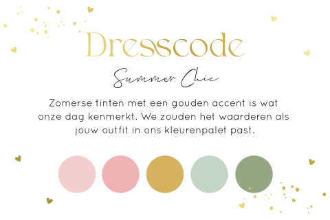 Dresscode kaartje summer chic huwelijk kleurenpalet