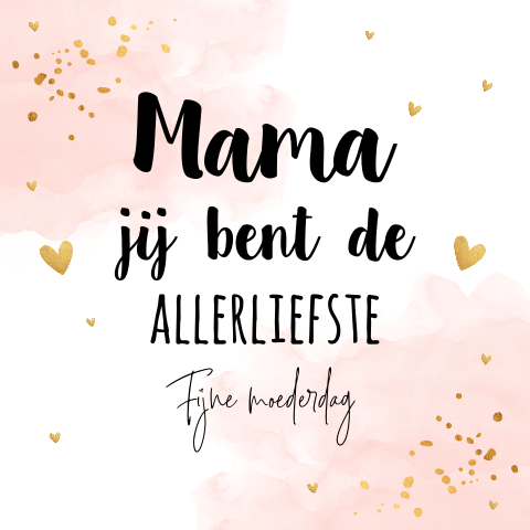 Moederdagkaart watercolour roze goudlook