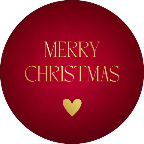 Sluitstickers rood kerst Merry Christmas goudfolie | 25 stuks