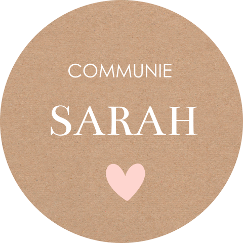 Stickers rond communie kraftlook hartje roze