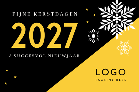 Zakelijke kerstkaart geel modern jaartal logo 2027