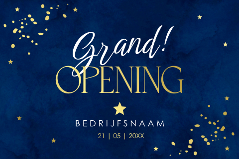 Zakelijke uitnodiging opening blauw luxe goudfolie
