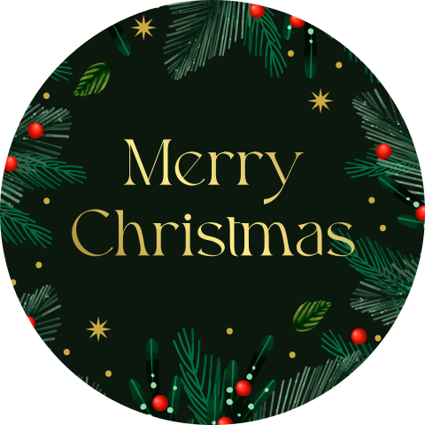 Kerst sluitstickers kerstakjes Merry Christmas goudfolie