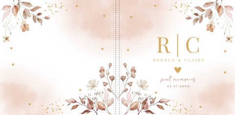 Gastenboek bruiloft bloemen roze watercolour terracotta