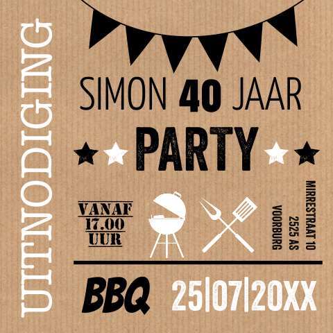 Tuinfeest BBQ uitnodiging verjaardag kraft slinger