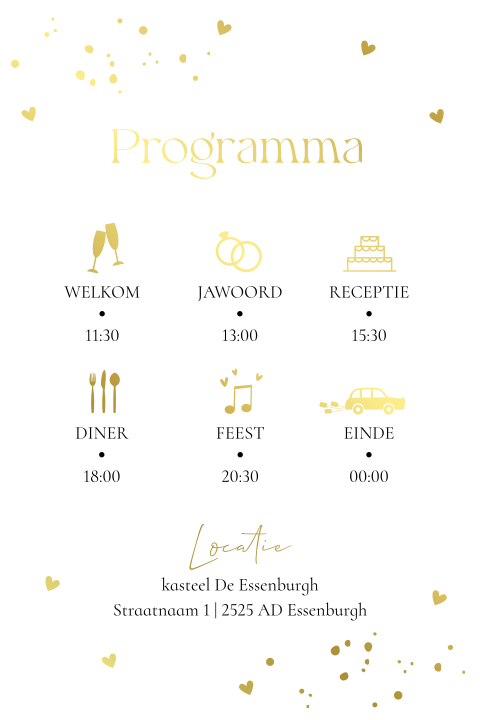 Kalkpapier inlegvel trouwkaart goudfolie trouw symbolen