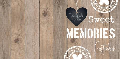 Gastenboek bruiloft houtlook hartje