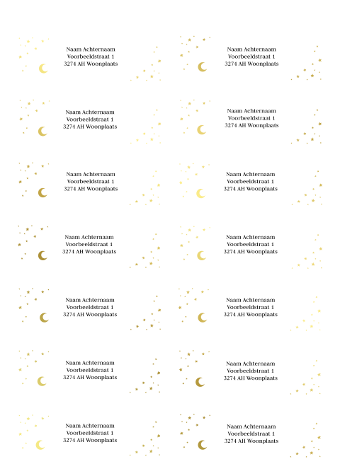 Adresstickers wit maantje goudfolie