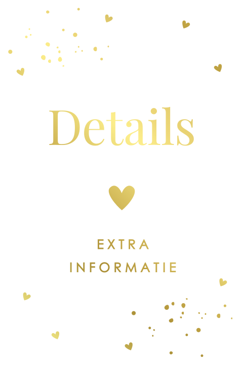 Extra detail kaartje huwelijk wit goudfolie