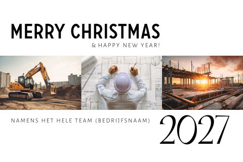 Zakelijke kerstkaart bouw kraan jaartal foto