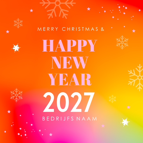 Kleurrijk zakelijke kerstkaart oranje holografische print