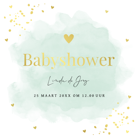 Babyshowerkaart mintgroen watercolour goudfolie