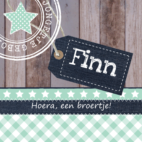 Geboortekaartje broertje hout
