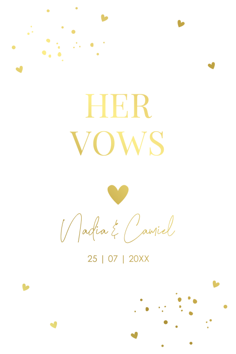 Geloftenkaart huwelijk wit met luxe goudfolie