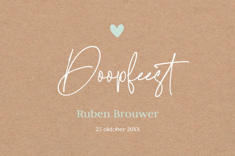 Doop uitnodiging doopkaart jongen hartje kraft look