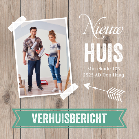 Verhuiskaart houtlook foto pijl