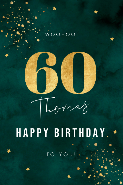 Verjaardagskaart 60 jaar groen goud look man