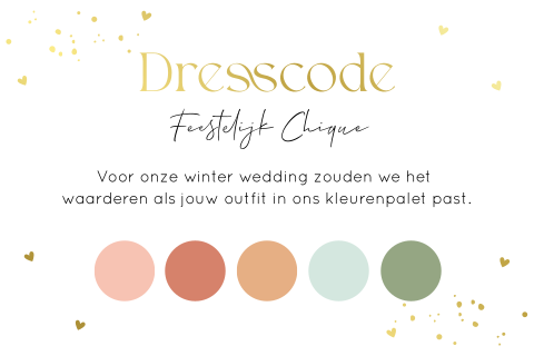 Dresscode kaartje winter feestelijk huwelijk kleurenpalet
