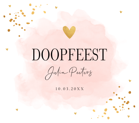 Doopkaart meisje waterverf roze goudlook