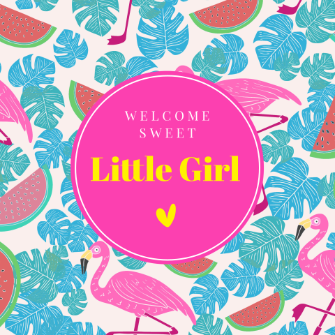 Felicitatie geboorte dochter baby meisje flamingo kaart roze