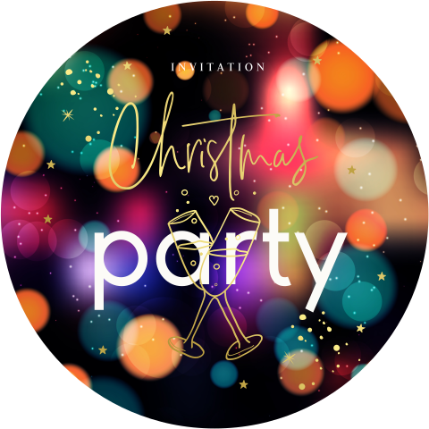 Kerstborrel uitnodiging rond kleur champagneglazen goudfolie