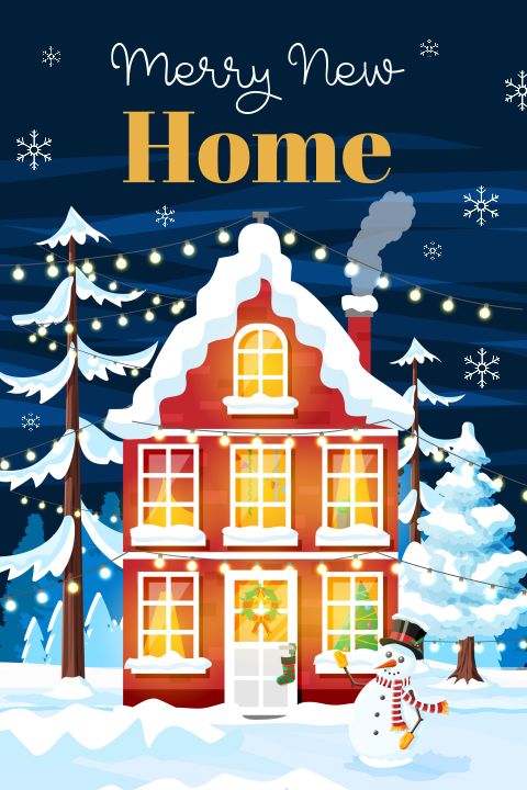 Kerst verhuiskaart nieuw huis new home winter sneeuw