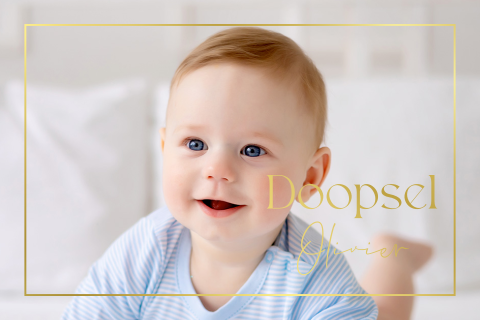 Doopkaart jongen foto goudfolie kader