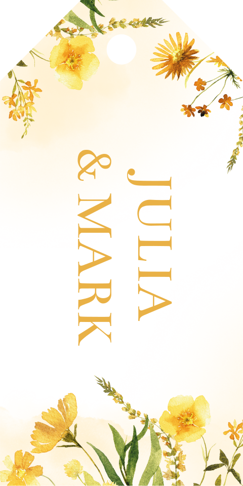 Labeltjes gele veldbloemen |  16 stuks