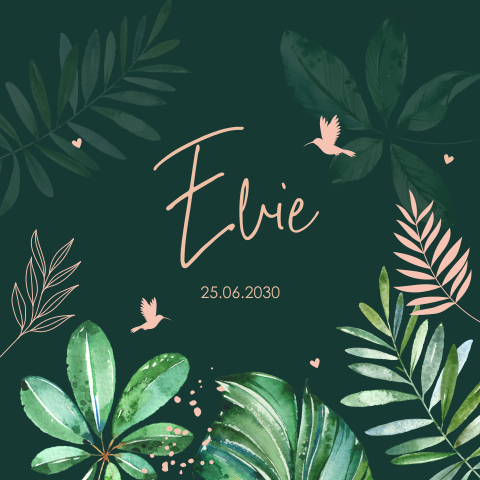 Canvas babykamer meisje botanisch groen bladeren
