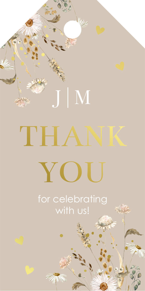 Labeltjes beige veldbloemen | 16 stuks