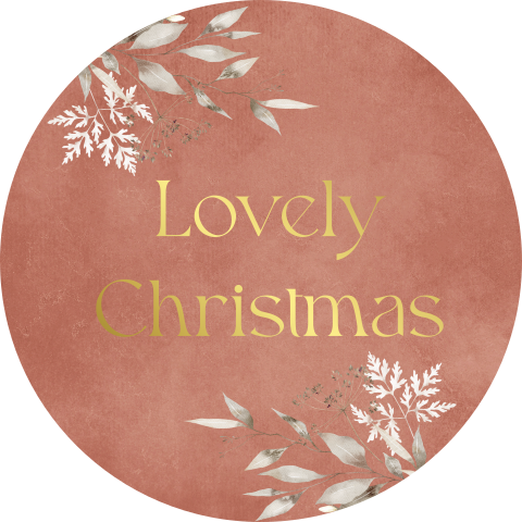 Kerst sluitstickers terracotta botanisch Lovely Christmas goudfolie