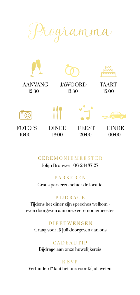Extra informatie kaartje huwelijk langwerpig op kalkpapier
