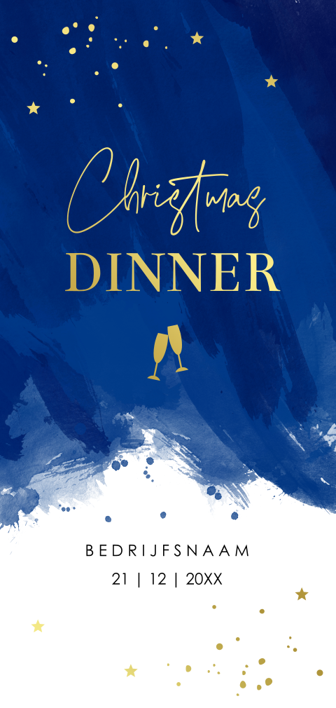 Christmas Dinner kerstdiner blauw goudfolie zakelijk