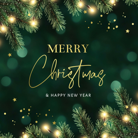 Sfeervolle kerstkaart groen kersttakken luxe goudfolie