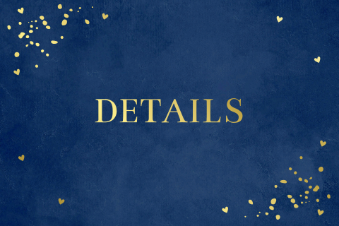 Extra informatie kaart huwelijk donkerblauw goudfolie