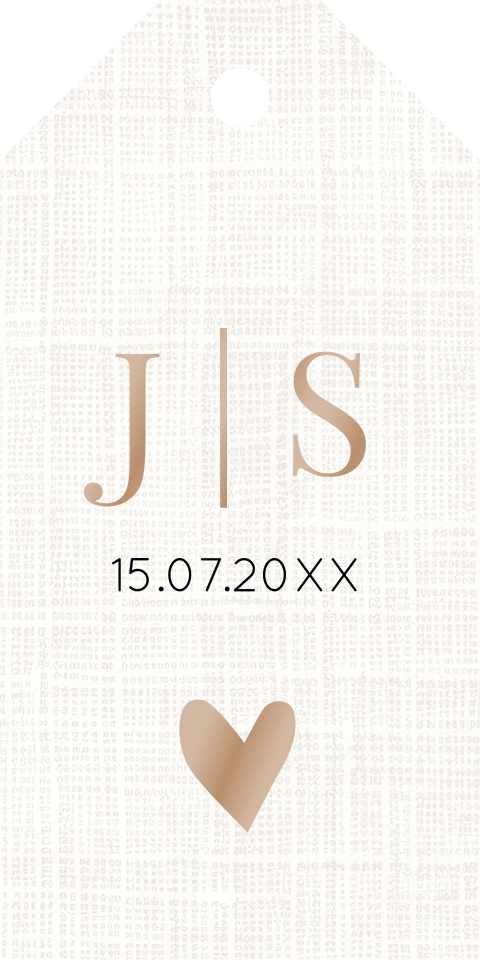Bruiloft labeltje beige linnenlook hoogglans