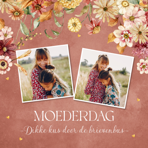 Moederdagkaart bloemen met foto terraroze