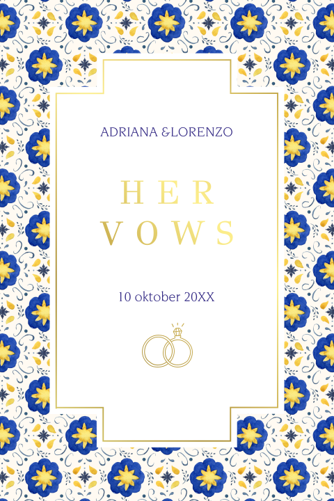 Geloftenkaart mediterraans patroon met goudfolie