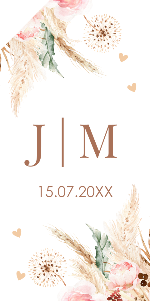 Bruiloft labeltje bohemian bloemen | 18 stuks