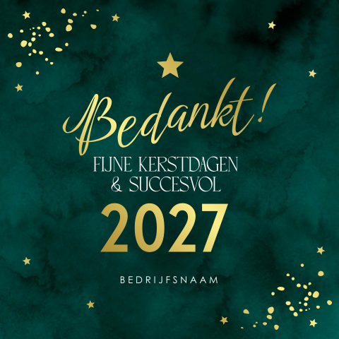 Zakelijke kerstkaart groen bedankt goudfolie 2027