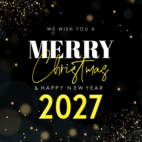Zakelijke kerstkaart zwart geel modern 2027 hoogglans
