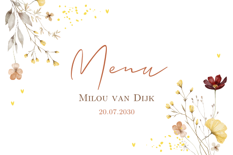 Menukaart zomerse bloemen