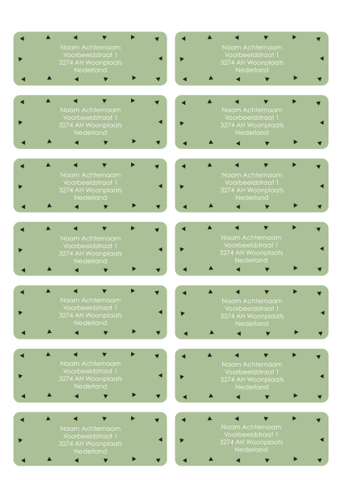 Adresstickers groen driehoekjes | 14 stuks 97X34 mm